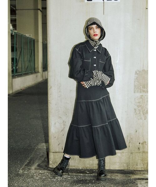 jouetie（ジュエティ）の「ボーダーバラクラバ（ニットキャップ/ビーニー・レディース・パープル/オフホワイト/ピンク/ブルー・FREE）」の10枚目の写真