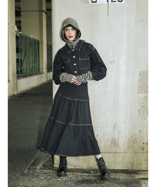 jouetie（ジュエティ）の「ボーダーバラクラバ（ニットキャップ/ビーニー・レディース・パープル/オフホワイト/ピンク/ブルー・FREE）」の11枚目の写真