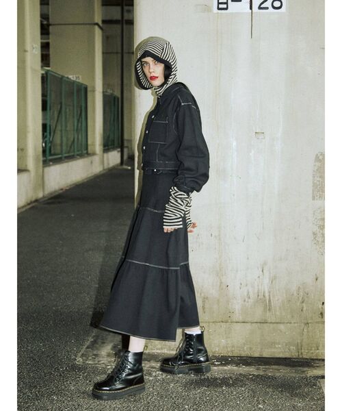 jouetie（ジュエティ）の「ボーダーバラクラバ（ニットキャップ/ビーニー・レディース・パープル/オフホワイト/ピンク/ブルー・FREE）」の5枚目の写真