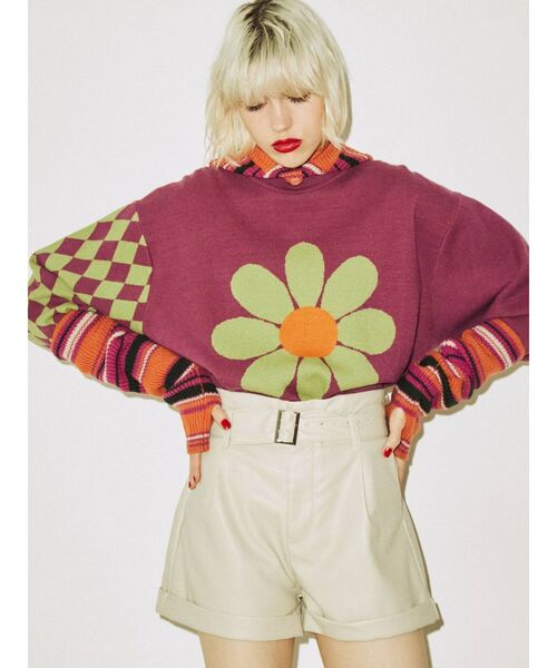 jouetie（ジュエティ）の「ボーダーバラクラバ（ニットキャップ/ビーニー・レディース・パープル/オフホワイト/ピンク/ブルー・FREE）」の9枚目の写真