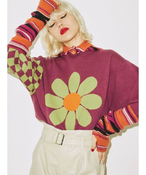 jouetie（ジュエティ）の「ボーダーバラクラバ（ニットキャップ/ビーニー・レディース・パープル/オフホワイト/ピンク/ブルー・FREE）」の14枚目の写真