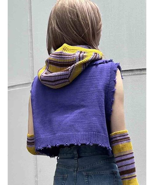 jouetie（ジュエティ）の「ボーダーバラクラバ（ニットキャップ/ビーニー・レディース・パープル/オフホワイト/ピンク/ブルー・FREE）」の17枚目の写真