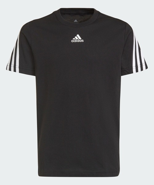 adidas(アディダス)の「フューチャーアイコン スリーストライプス 半袖Tシャツ / アディダス(キッズ/子供用)(Tシャツ/カットソー・キッズ・ブラック×ホワイト/ホワイト×ブラック・140/150/160/130)」の1枚目の写真