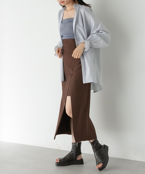 OLIVE des OLIVE（オリーブデオリーブ）の「カラフルストライプゆるシャツ（シャツ/ブラウス・レディース・オフホワイト/ピンク/ブラウン/サックスブルー・FREE）」の6枚目の写真