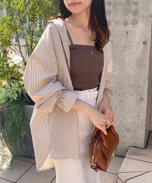 OLIVE des OLIVE（オリーブデオリーブ）の「カラフルストライプゆるシャツ（シャツ/ブラウス・レディース・オフホワイト/ピンク/ブラウン/サックスブルー・FREE）」の14枚目の写真