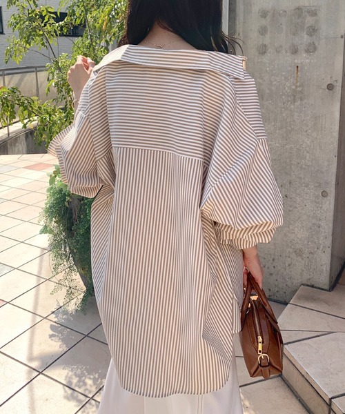 OLIVE des OLIVE（オリーブデオリーブ）の「カラフルストライプゆるシャツ（シャツ/ブラウス・レディース・オフホワイト/ピンク/ブラウン/サックスブルー・FREE）」の15枚目の写真