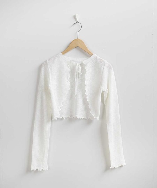 shopnikoniko(ショップニコニコ)の「リボン シアーカーディガン ショート 長袖(カーディガン/ボレロ・レディース・ホワイト/ブラック・フリー)」の16枚目の写真