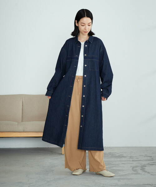 ONIGIRI（オニギリ）の「デニム　シャツワンピース（シャツワンピース・レディース・ネイビー/チャコール・MEDIUM/LARGE）」の2枚目の写真