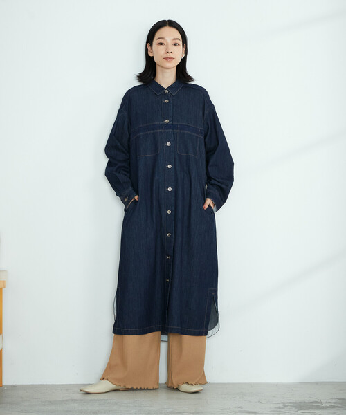 ONIGIRI（オニギリ）の「デニム　シャツワンピース（シャツワンピース・レディース・ネイビー/チャコール・MEDIUM/LARGE）」の7枚目の写真
