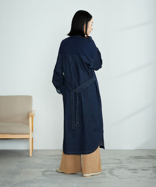 ONIGIRI（オニギリ）の「デニム　シャツワンピース（シャツワンピース・レディース・ネイビー/チャコール・MEDIUM/LARGE）」の8枚目の写真