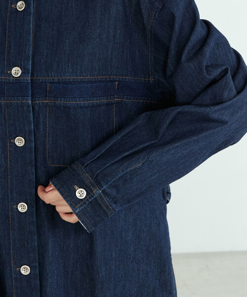 ONIGIRI（オニギリ）の「デニム　シャツワンピース（シャツワンピース・レディース・ネイビー/チャコール・MEDIUM/LARGE）」の15枚目の写真