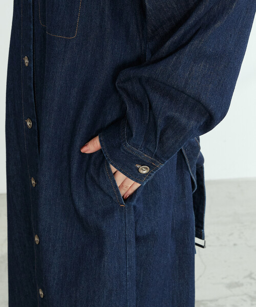 ONIGIRI（オニギリ）の「デニム　シャツワンピース（シャツワンピース・レディース・ネイビー/チャコール・MEDIUM/LARGE）」の16枚目の写真