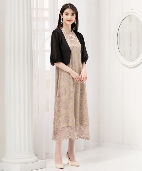 DRESS PLUS(ドレスプラス)の「レディース ジャケット Vネック ノーカラー ショート シアー素材(カーディガン/ボレロ・レディース・ベージュ/ブラック/ネイビー・XL/M/S/L)」の11枚目の写真