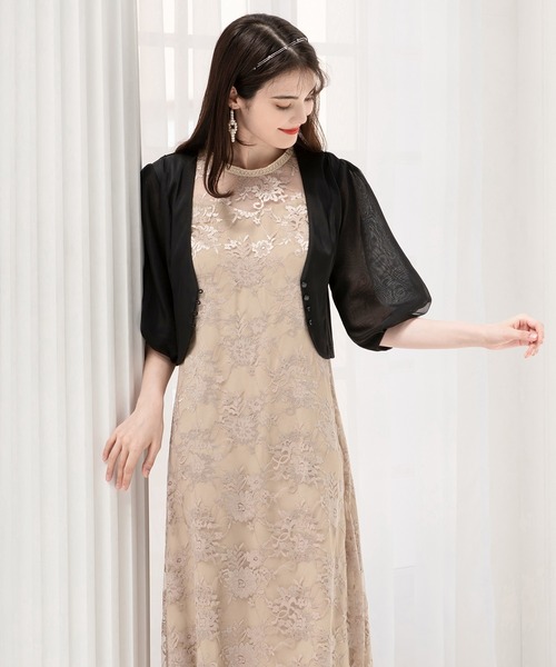 DRESS PLUS(ドレスプラス)の「レディース ジャケット Vネック ノーカラー ショート シアー素材(カーディガン/ボレロ・レディース・ベージュ/ブラック/ネイビー・XL/M/S/L)」の19枚目の写真