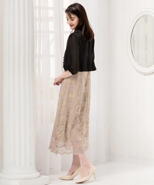 DRESS PLUS(ドレスプラス)の「レディース ジャケット Vネック ノーカラー ショート シアー素材(カーディガン/ボレロ・レディース・ベージュ/ブラック/ネイビー・XL/M/S/L)」の22枚目の写真