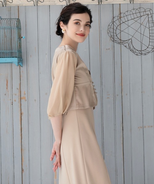 DRESS PLUS(ドレスプラス)の「レディース ジャケット Vネック ノーカラー ショート シアー素材(カーディガン/ボレロ・レディース・ベージュ/ブラック/ネイビー・XL/M/S/L)」の20枚目の写真