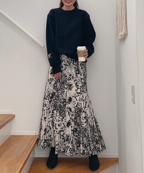 Vicente（ヴィセンテ）の「Garden maxi skirt（スカート・レディース・ブラック/ネイビー・FREE）」の12枚目の写真