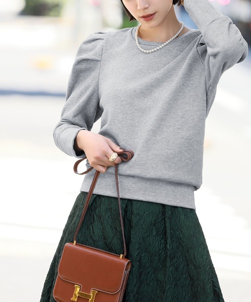 ELFRANK（エルフランク）の「パワーショルダープルオーバー（Tシャツ/カットソー・レディース・オフホワイト/ブラック/グレー/グリーン/イエロー・FREE）」の8枚目の写真