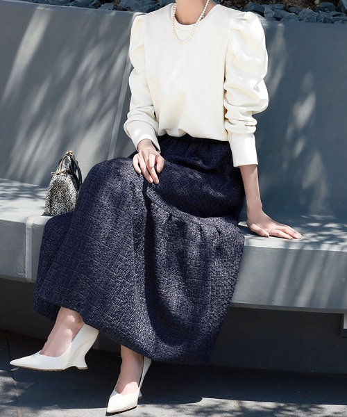 ELFRANK（エルフランク）の「パワーショルダープルオーバー（Tシャツ/カットソー・レディース・オフホワイト/ブラック/グレー/グリーン/イエロー・FREE）」の10枚目の写真