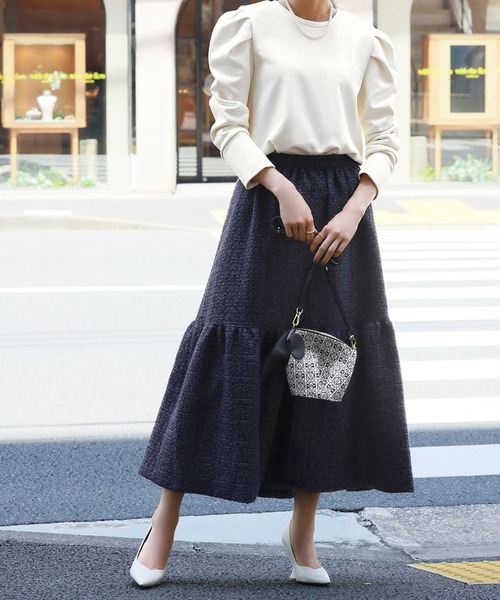 ELFRANK（エルフランク）の「パワーショルダープルオーバー（Tシャツ/カットソー・レディース・オフホワイト/ブラック/グレー/グリーン/イエロー・FREE）」の12枚目の写真