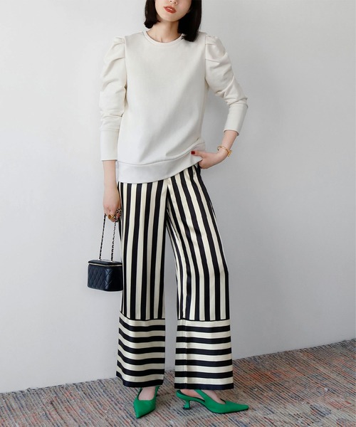 ELFRANK（エルフランク）の「パワーショルダープルオーバー（Tシャツ/カットソー・レディース・オフホワイト/ブラック/グレー/グリーン/イエロー・FREE）」の13枚目の写真