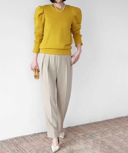 ELFRANK（エルフランク）の「パワーショルダープルオーバー（Tシャツ/カットソー・レディース・オフホワイト/ブラック/グレー/グリーン/イエロー・FREE）」の16枚目の写真