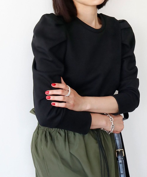 ELFRANK（エルフランク）の「パワーショルダープルオーバー（Tシャツ/カットソー・レディース・オフホワイト/ブラック/グレー/グリーン/イエロー・FREE）」の19枚目の写真