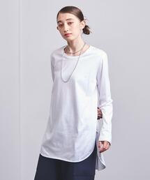 【新品タグ付き】ATON ラウンドヘム Tシャツ ロング丈 スリット 黒 02 新品タグ付き】ATON ラウンドヘム Tシャツ ロング丈 スリット 黒 02