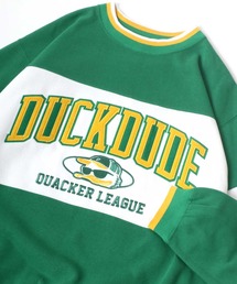 Duck Dude（ダックデュード）の「DUCK DUDE/ダックデュード カレッジワッペン刺繍 切替 ビッグシルエット 裏起毛 スウェットトレーナー（スウェット・メンズ）」