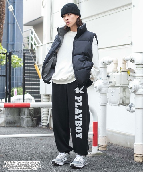 PLAYBOY(プレイボーイ)の「∴WEGO/【セットアップ対応商品】別注 PLAYBOY BIGロゴスウェットパンツ(スウェットパンツ・メンズ・ブラック/杢グレー・MEDIUM/LARGE)」の6枚目の写真