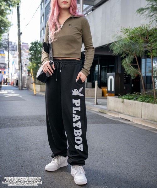 PLAYBOY(プレイボーイ)の「∴WEGO/【セットアップ対応商品】別注 PLAYBOY BIGロゴスウェットパンツ(スウェットパンツ・メンズ・ブラック/杢グレー・MEDIUM/LARGE)」の11枚目の写真