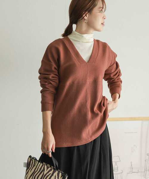 URBAN RESEARCH DOORS(アーバンリサーチドアーズ)の「ラゲットリブVネックプルオーバー(Tシャツ/カットソー・レディース・ライトベージュ/ブラック系その他/モカ・MEDIUM)」の22枚目の写真