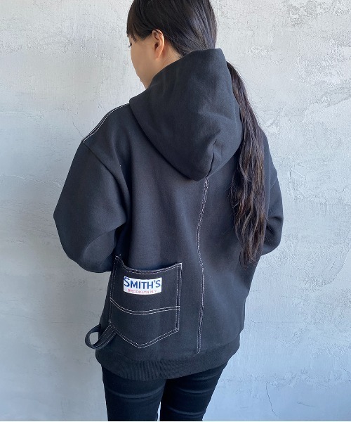 SMITH'S（スミス）の「【CLASSY. 3月号掲載】[SMITH'S/スミス] 別注 ペインターバックポケット スウェットパーカー（パーカー・レディース・グリーン/ナチュラル/ブラック・M/S/L）」の15枚目の写真