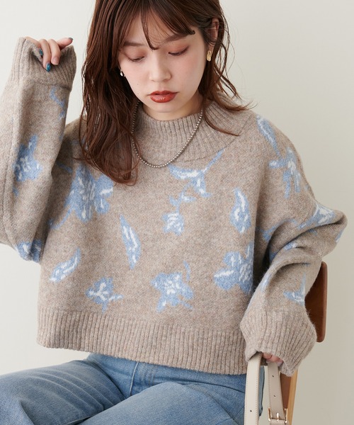 natural couture（ナチュラルクチュール）の「トレンドを詰め込んだ上品ニット/フラワージャガードショートニット（ニット/セーター・レディース・グレー/モカ・FREE）」の16枚目の写真