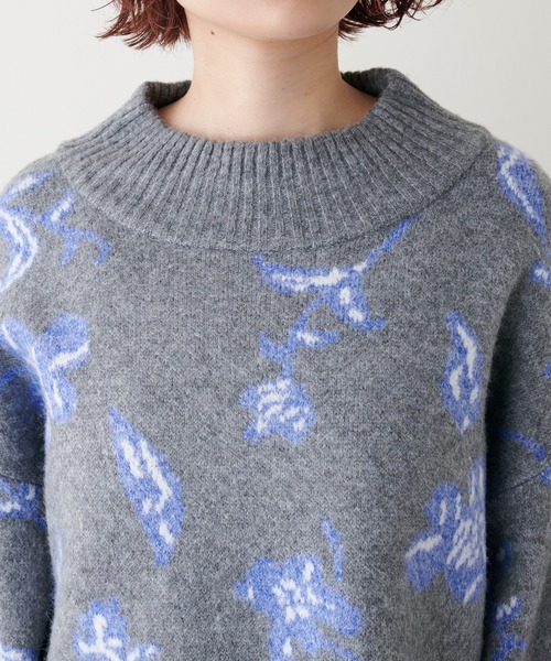 natural couture（ナチュラルクチュール）の「トレンドを詰め込んだ上品ニット/フラワージャガードショートニット（ニット/セーター・レディース・グレー/モカ・FREE）」の10枚目の写真