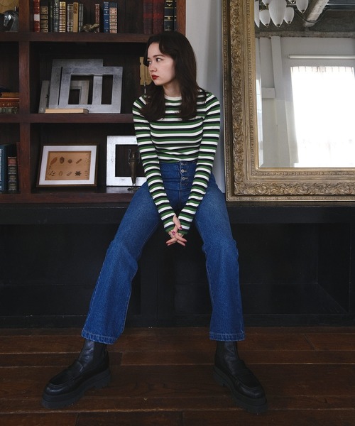 TINA:JOJUN(ティーナジョジュン)の「フレンチ ボーダーカットソー TINA:JOJUN(Tシャツ/カットソー・レディース・グリーン系その他/ホワイト系その他・M)」の11枚目の写真