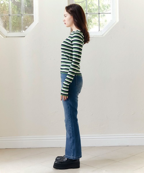 TINA:JOJUN(ティーナジョジュン)の「フレンチ ボーダーカットソー TINA:JOJUN(Tシャツ/カットソー・レディース・グリーン系その他/ホワイト系その他・M)」の10枚目の写真