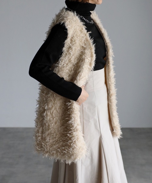 UNFIELD（アンフィールド）の「【UNFIELD】シャギーベスト（ベスト・レディース・ブラウン/オフホワイト・FREE）」の13枚目の写真