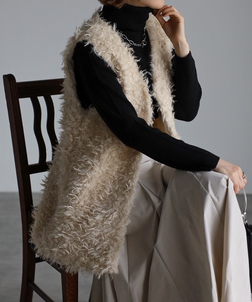 UNFIELD（アンフィールド）の「【UNFIELD】シャギーベスト（ベスト・レディース・ブラウン/オフホワイト・FREE）」の18枚目の写真