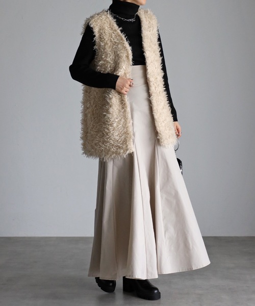 UNFIELD（アンフィールド）の「【UNFIELD】シャギーベスト（ベスト・レディース・ブラウン/オフホワイト・FREE）」の3枚目の写真