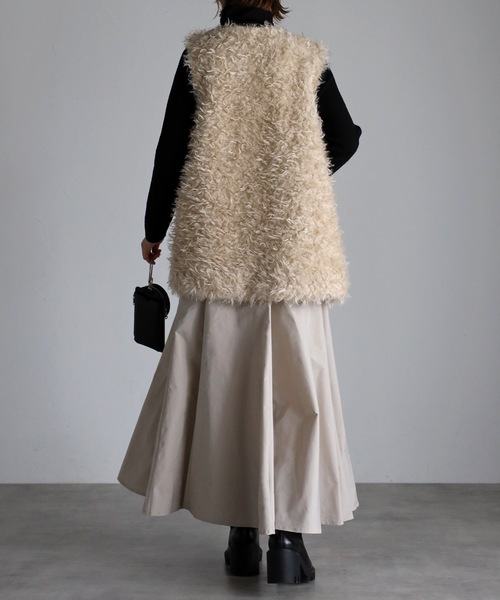 UNFIELD（アンフィールド）の「【UNFIELD】シャギーベスト（ベスト・レディース・ブラウン/オフホワイト・FREE）」の9枚目の写真