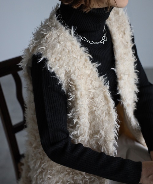 UNFIELD（アンフィールド）の「【UNFIELD】シャギーベスト（ベスト・レディース・ブラウン/オフホワイト・FREE）」の5枚目の写真