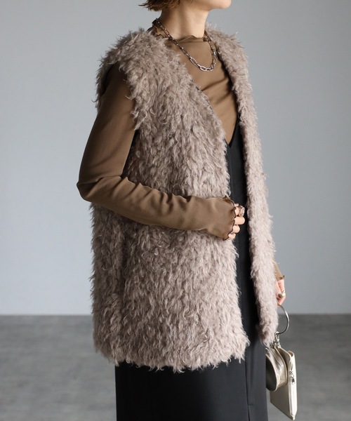 UNFIELD（アンフィールド）の「【UNFIELD】シャギーベスト（ベスト・レディース・ブラウン/オフホワイト・FREE）」の19枚目の写真