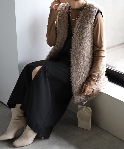 UNFIELD（アンフィールド）の「【UNFIELD】シャギーベスト（ベスト・レディース・ブラウン/オフホワイト・FREE）」の8枚目の写真