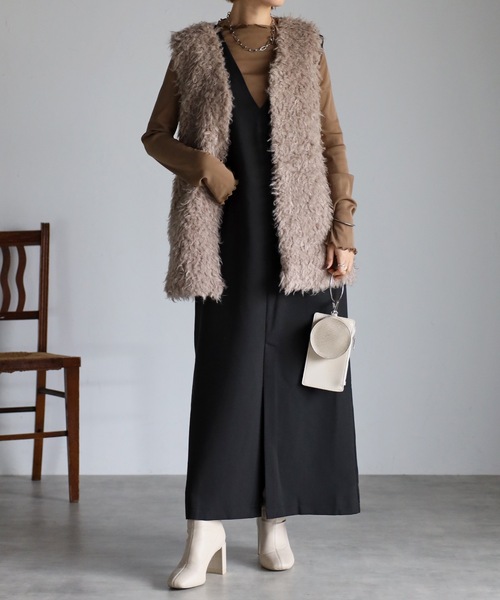 UNFIELD（アンフィールド）の「【UNFIELD】シャギーベスト（ベスト・レディース・ブラウン/オフホワイト・FREE）」の10枚目の写真