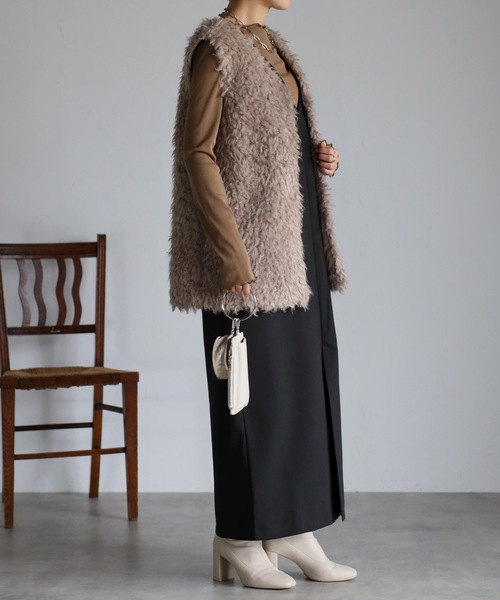 UNFIELD（アンフィールド）の「【UNFIELD】シャギーベスト（ベスト・レディース・ブラウン/オフホワイト・FREE）」の17枚目の写真