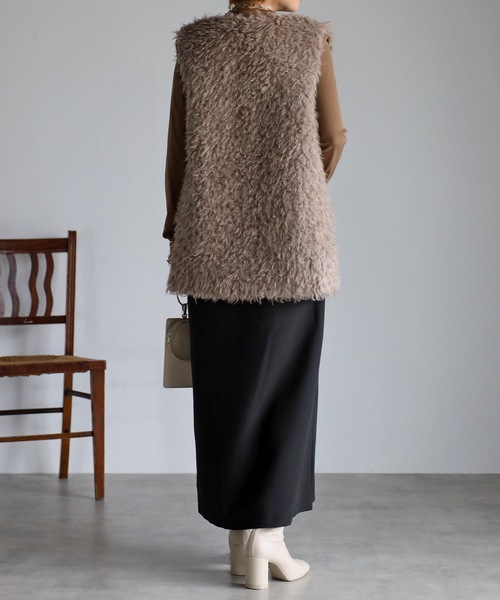 UNFIELD（アンフィールド）の「【UNFIELD】シャギーベスト（ベスト・レディース・ブラウン/オフホワイト・FREE）」の6枚目の写真
