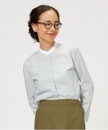 形態安定ノーアイロン クレリックスタンド衿 長袖ビジネスワイシャツ