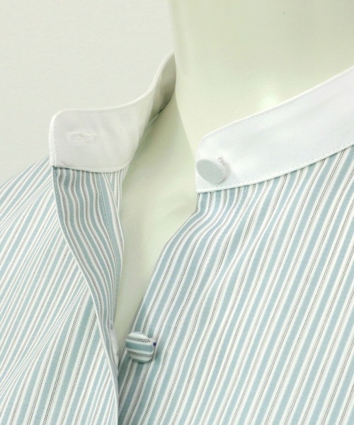 TOKYO SHIRTS(トウキョウシャツ)の「形態安定ノーアイロン クレリックスタンド衿 長袖ビジネスワイシャツ(ビジネスシャツ・レディース・グリーン・S/M/L/LL/XL)」の3枚目の写真