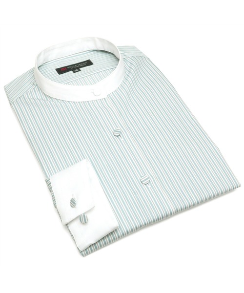 TOKYO SHIRTS(トウキョウシャツ)の「形態安定ノーアイロン クレリックスタンド衿 長袖ビジネスワイシャツ(ビジネスシャツ・レディース・グリーン・S/M/L/LL/XL)」の8枚目の写真